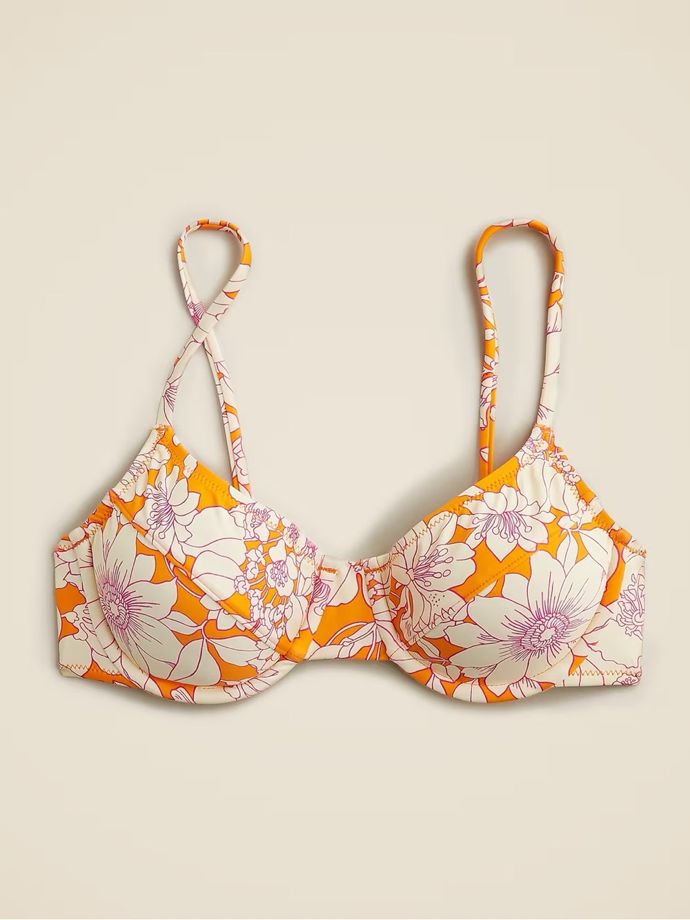 J. Crew 1993 underwire bikini top in orange floral